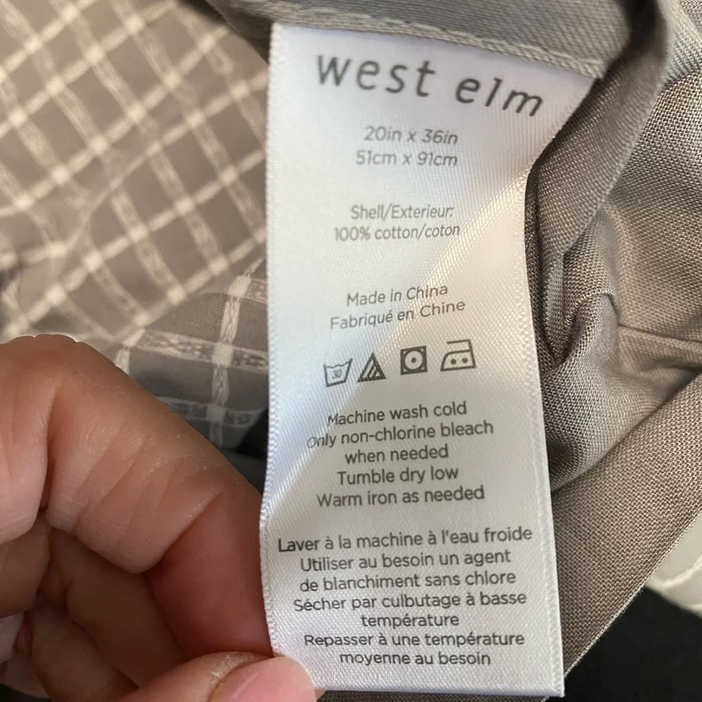 West Elm cotton 20x36 two pillow shams covers